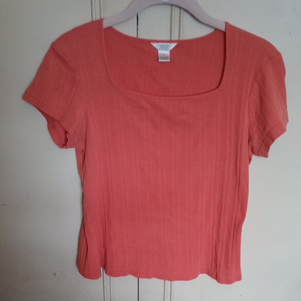 Christopher & Banks Coral Ribbed Blouse